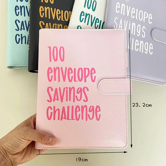 100 envelope savings challenge book set with binder