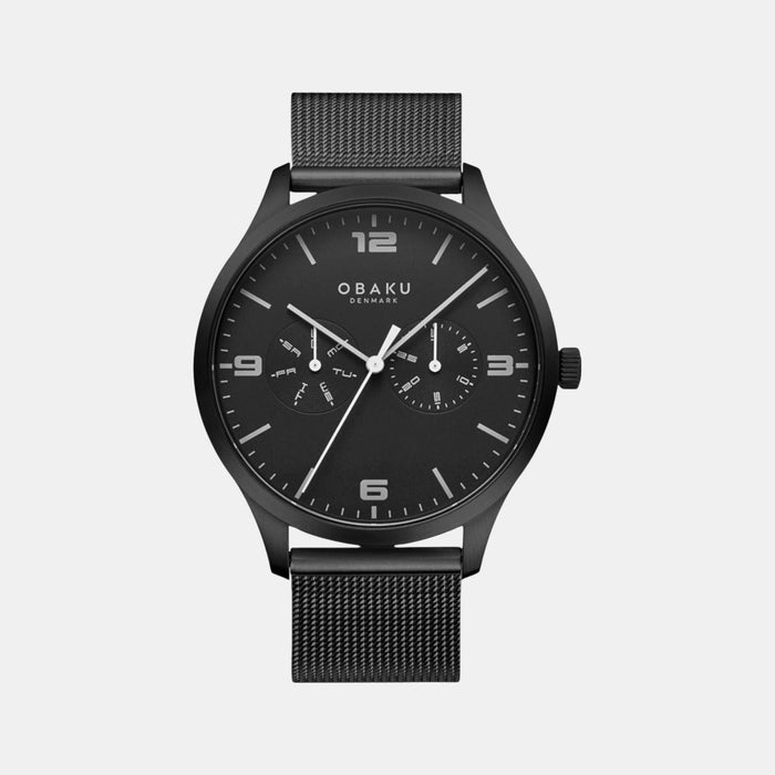Ask Charcoal Men Quartz Black Dial Analog Stainless Steel Watch V249GMBBMB