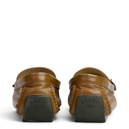 Bally Men's Tan Perforated Leather Loafers Size UK 9.5