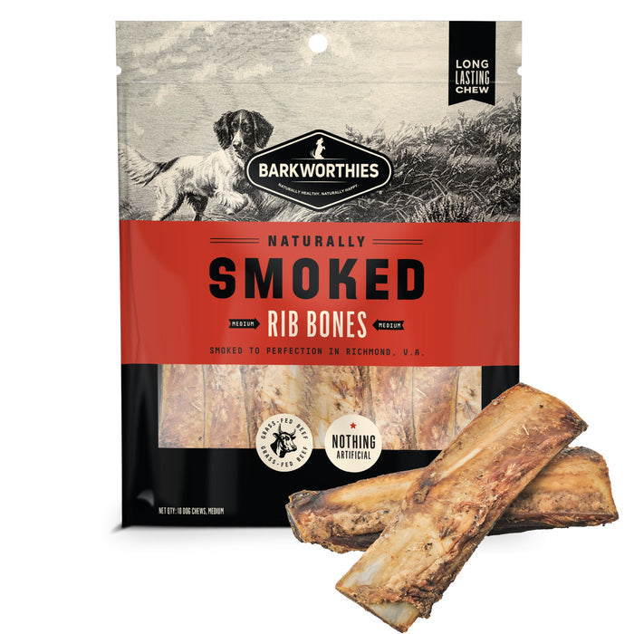 Barkworthies Naturally Smoked Rib Bones Dog Treats