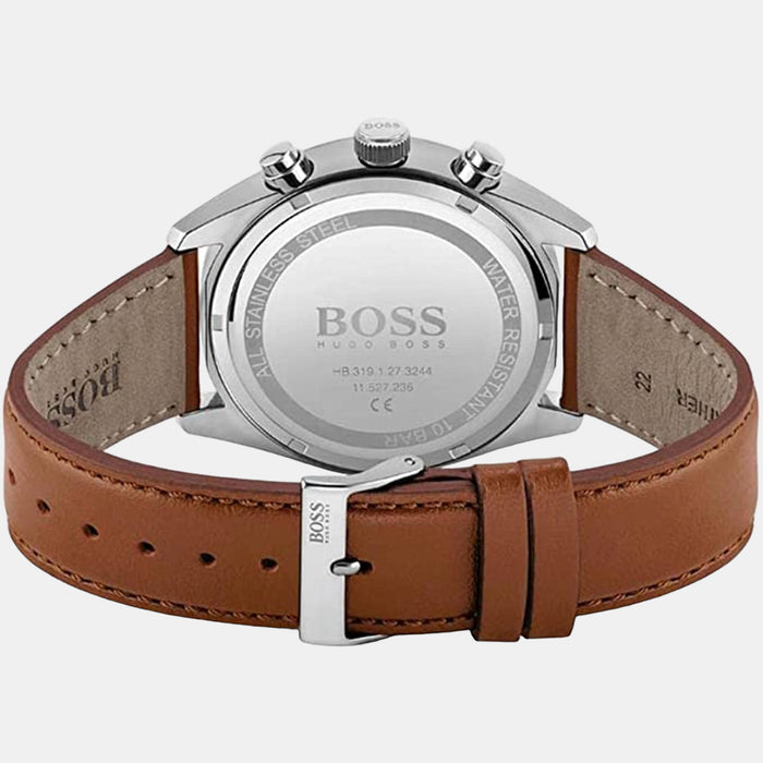 Boss Champion Men Quartz White Dial Chronograph Leather Watch 1513879