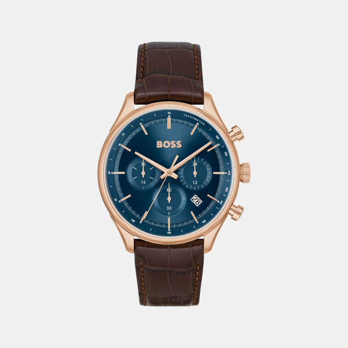 Boss Gregor Men Quartz Blue Dial Chronograph Leather Watch 1514050