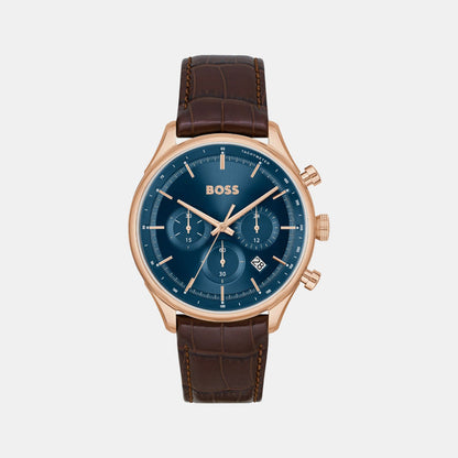 Boss Gregor Men Quartz Blue Dial Chronograph Leather Watch 1514050