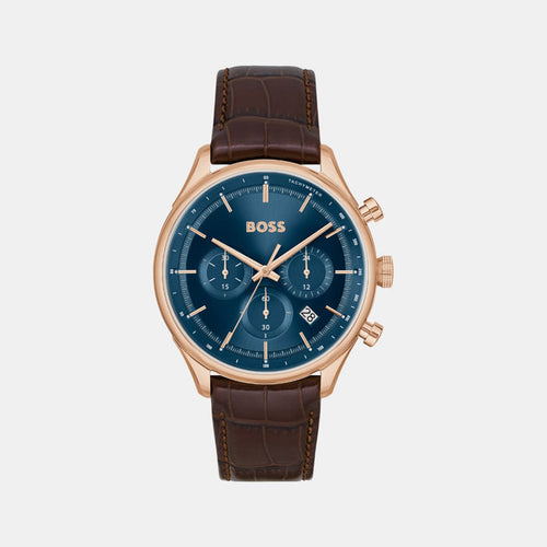 Boss Gregor Men Quartz Blue Dial Chronograph Leather Watch 1514050