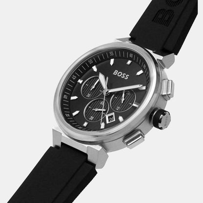 Boss One Men Quartz Black Dial Chronograph Silicone Watch 1513997