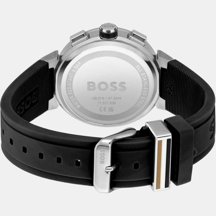 Boss One Men Quartz Black Dial Chronograph Silicone Watch 1513997