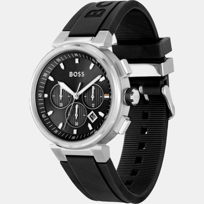 Boss One Men Quartz Black Dial Chronograph Silicone Watch 1513997