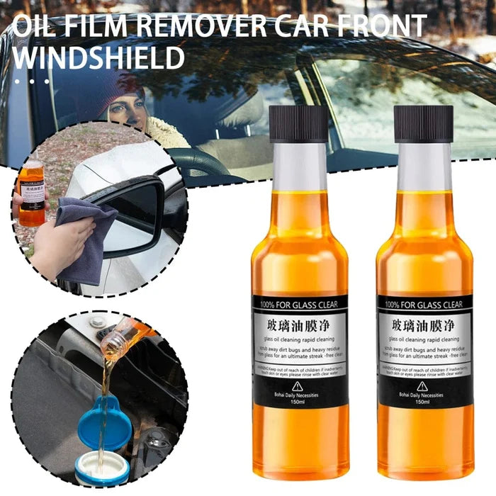 Car windshield glass oil film remover