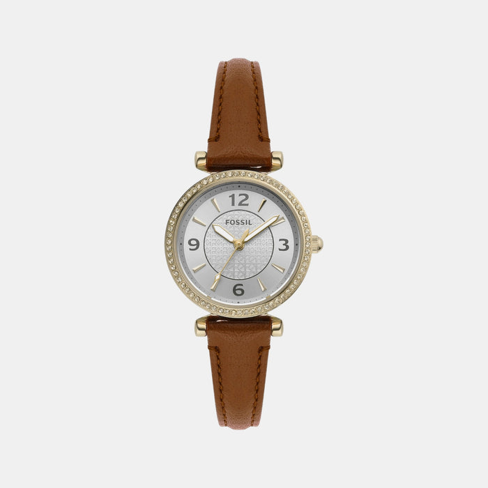 Carlie Women Quartz Silver Dial Analog Leather Watch ES5297