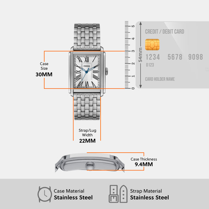 Fossil 30 mm Silver Quartz watch