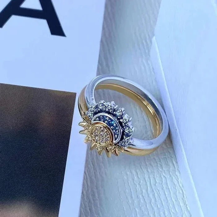 SearchFindOrder Celestial Sparkling Moon & Sun Rings