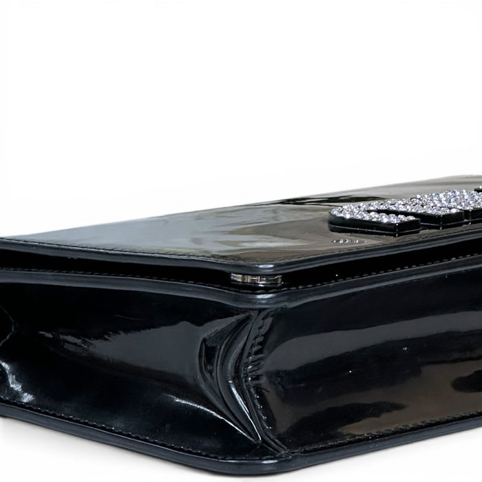 Miu Miu Chain Wallet Black Patent Leather