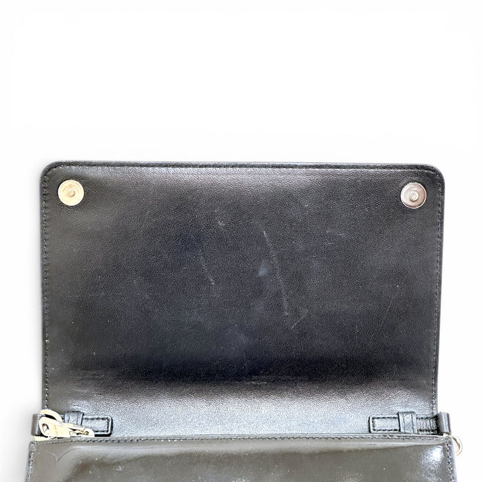 Miu Miu Chain Wallet Black Patent Leather
