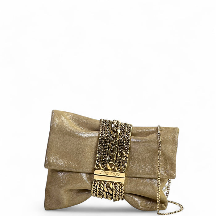 Jimmy Choo Chandra Gold Shimmery Leather Clutch
