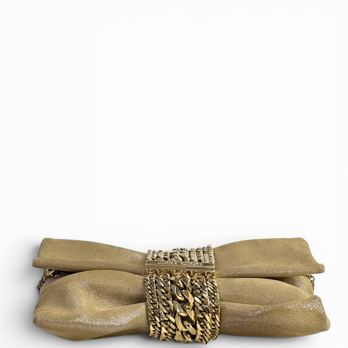 Jimmy Choo Chandra Gold Shimmery Leather Clutch