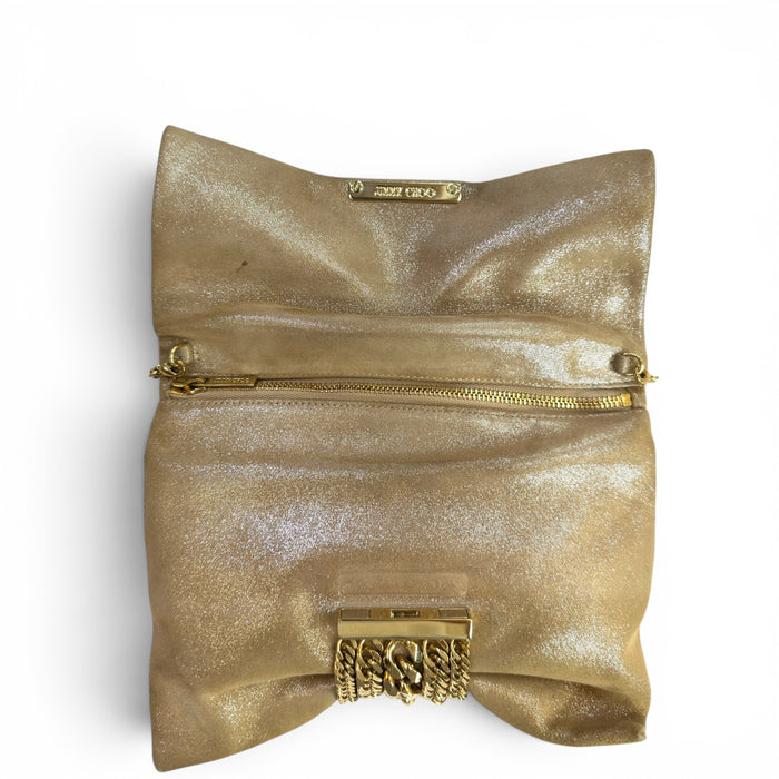 Jimmy Choo Chandra Gold Shimmery Leather Clutch