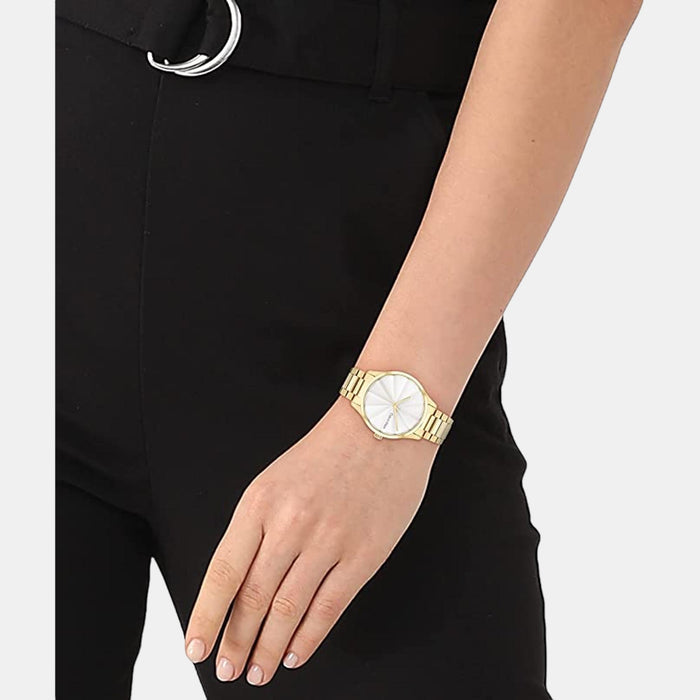 Ck Burst Unisex Quartz White Dial Analog Stainless Steel Watch 25200232