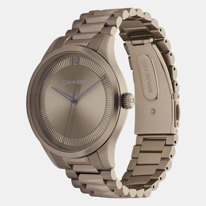 Ck Iconic Unisex Quartz Beige Dial Analog Stainless Steel Watch 25200228