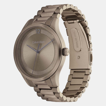 Ck Iconic Unisex Quartz Beige Dial Analog Stainless Steel Watch 25200228
