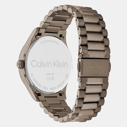 Ck Iconic Unisex Quartz Beige Dial Analog Stainless Steel Watch 25200228