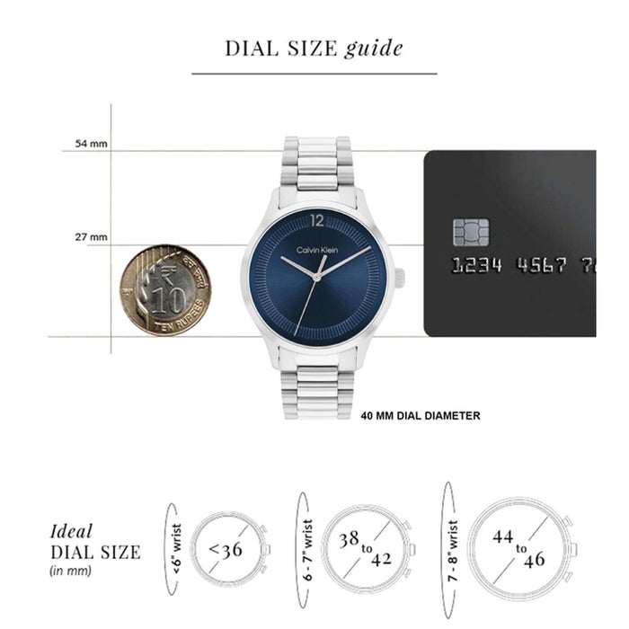 Ck Iconic Unisex Quartz Blue Dial Analog Stainless Steel Watch 25200225