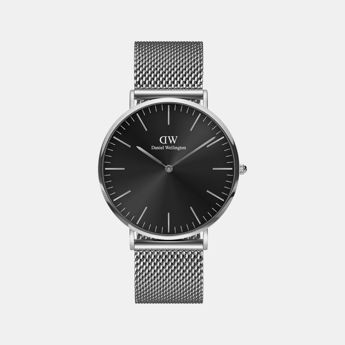 Classic Men Quartz Black Dial Analog Mesh Watch DW00100629K