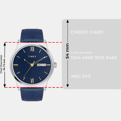 Classics Men Quartz Blue Dial Analog Leather Watch TW0TG8310