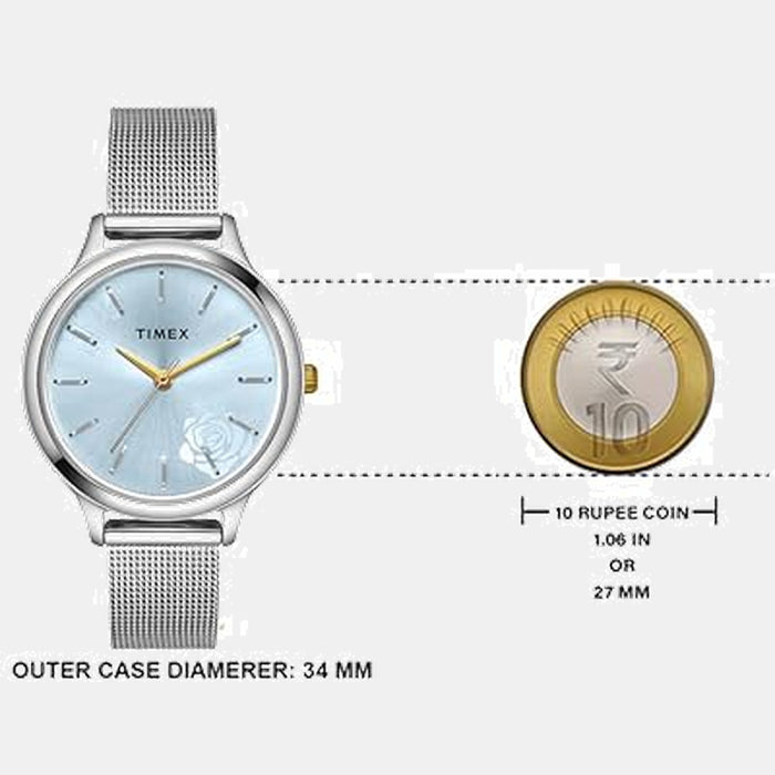 Classics Women Quartz Blue Dial Analog Stainless Steel Watch TWTL12100