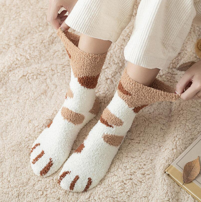 SearchFindOrder 2 Pairs of Cozy Thick and Warm Coral Fleece Tube Socks