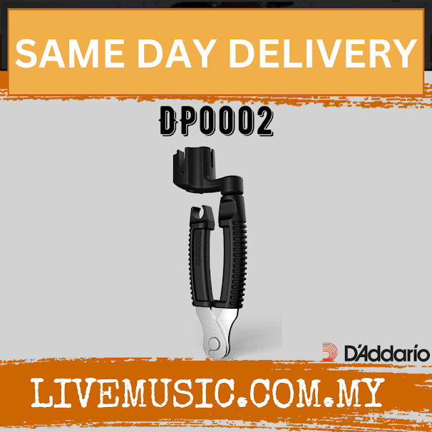 Black guitar string winder and cutter with serrated grip and metal cutter