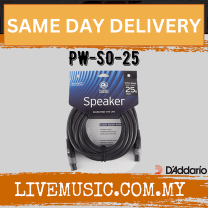Speaker cable kit with 25 ft coiled black cable and connector ends in retail pack