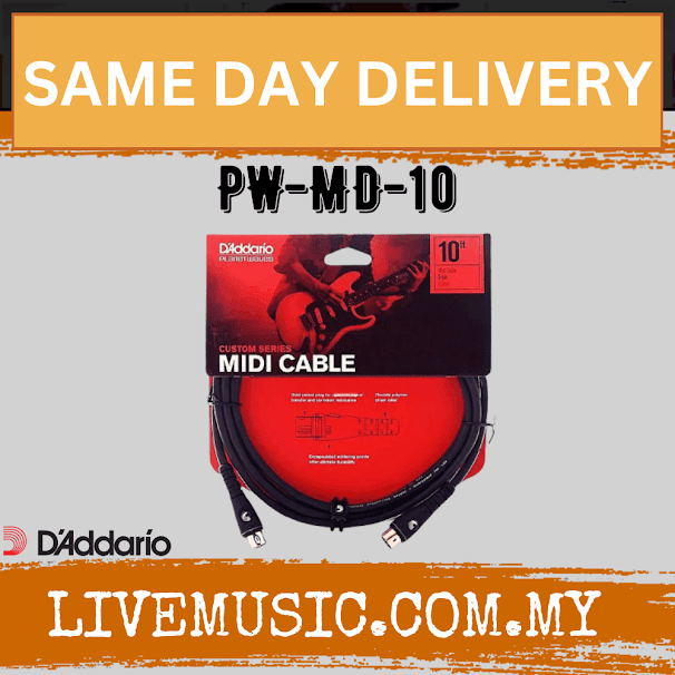 MIDI cable set, 10 ft, black cable with two 5-pin DIN male connectors