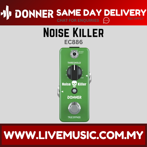 Donner Noise Killer EC886 noise gate guitar pedal, green with knobs and footswitch