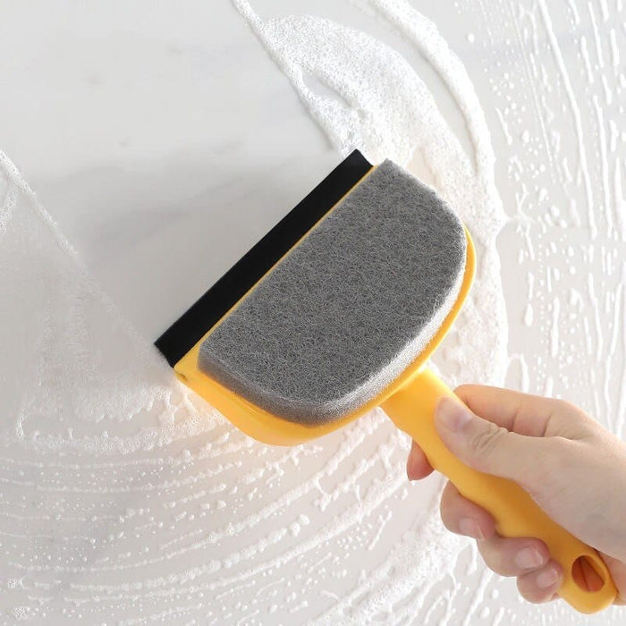 Double-sided sponge glass and tile cleaning squeegee brush