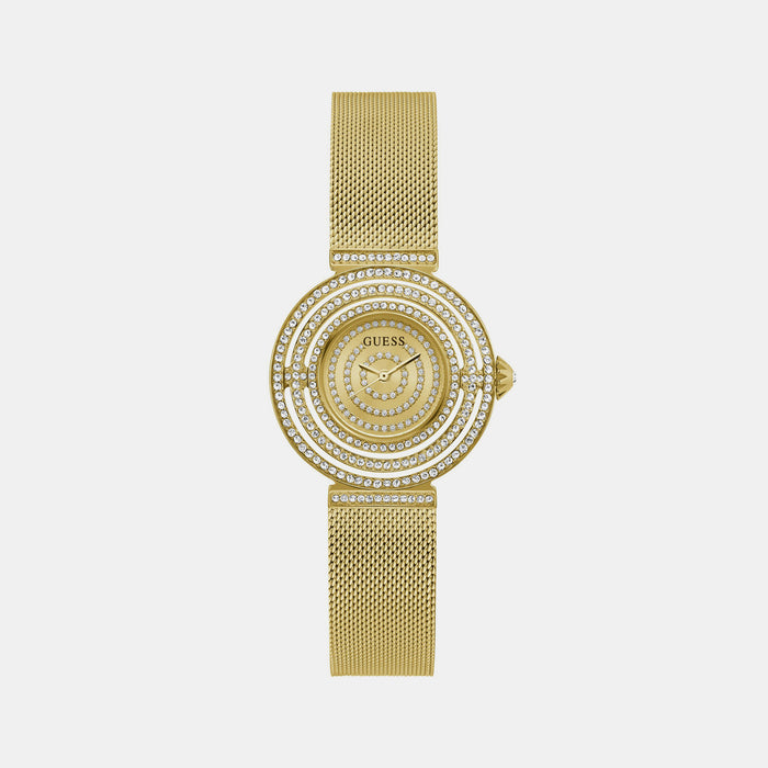 Guess Round Champagne Analog watch