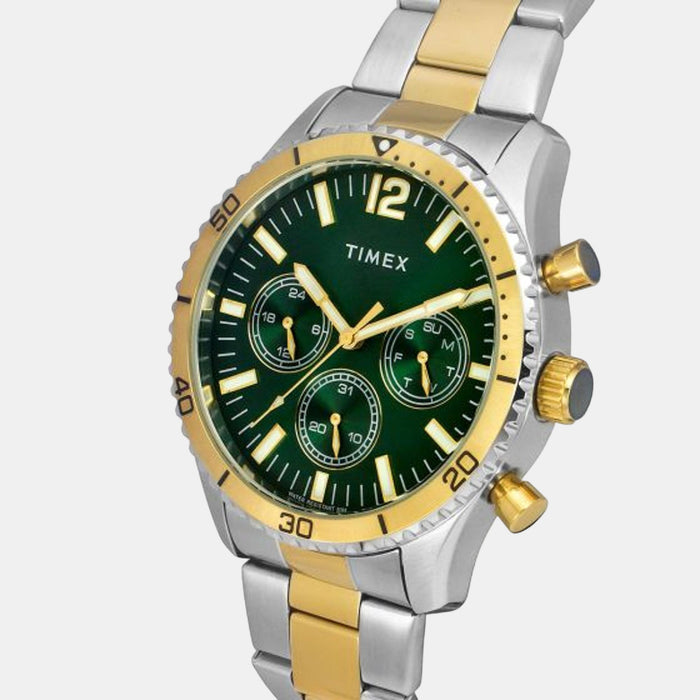 E Class Men Quartz Green Dial Multi-Function Stainless Steel Watch TWEG22201