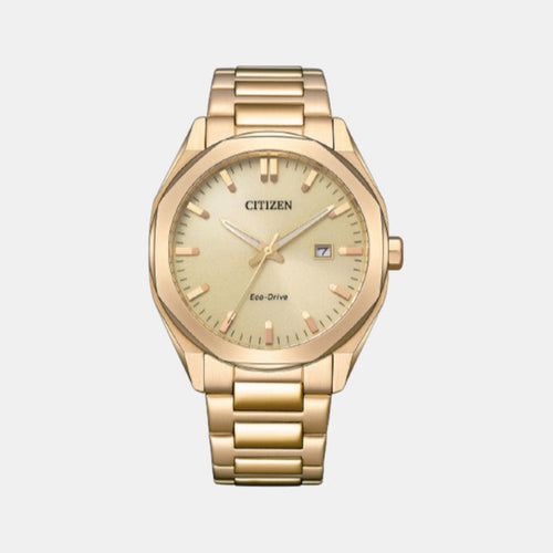 Eco-Drive Men Quartz Champagne Dial Analog Stainless Steel Watch BM7603-82P