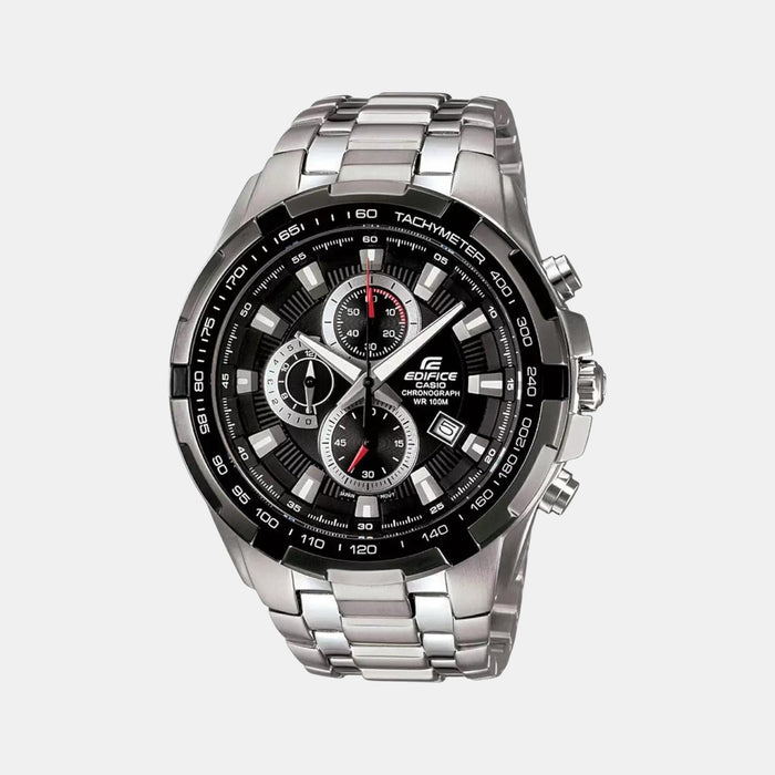 Edifice Men Quartz Black Dial Chronograph Stainless Steel Watch ED369