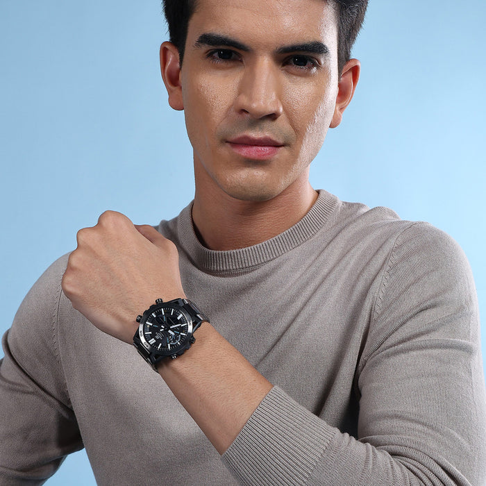 Edifice Men Solar Black Dial Analog-Digital Stainless Steel Watch ED565