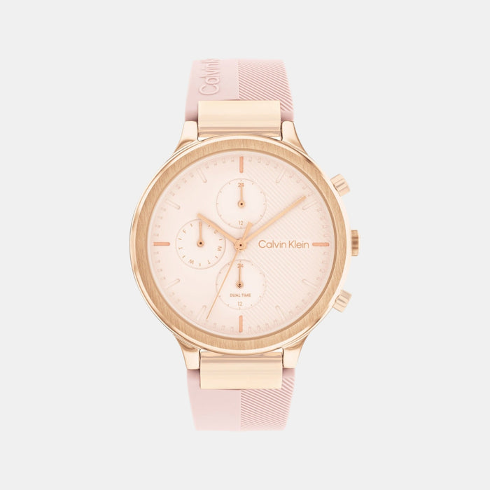 Energize Women Quartz Gold Dial Multi-Function Silicone Watch 25200243