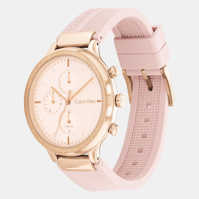 Energize Women Quartz Gold Dial Multi-Function Silicone Watch 25200243