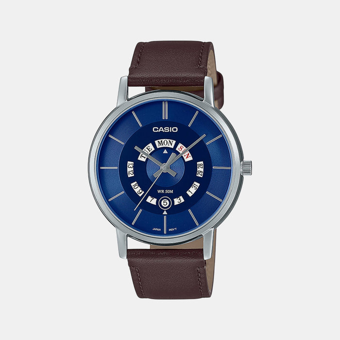 Enticer Men Quartz Blue Dial Analog Leather Watch A2136
