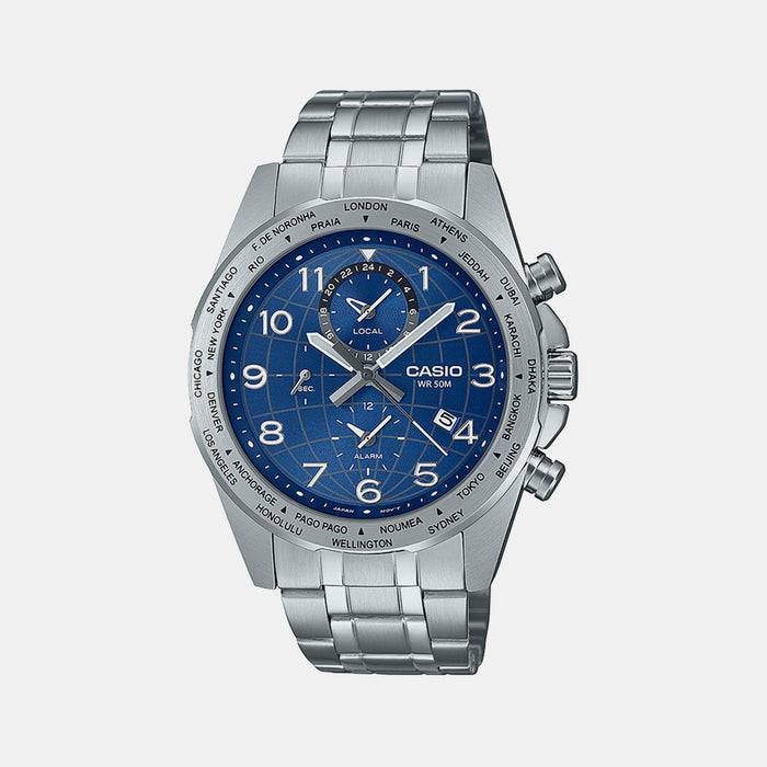 Casio Round Blue Chronograph watch