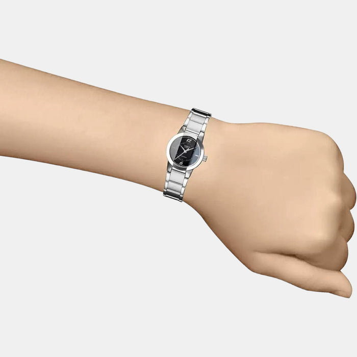 Enticer Women Quartz Black Dial Analog Stainless Steel Watch SH33
