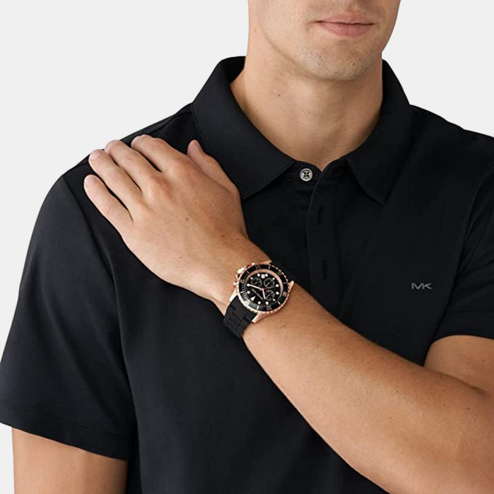 Everest Men Quartz Black Dial Chronograph Ceramic Watch MK9055