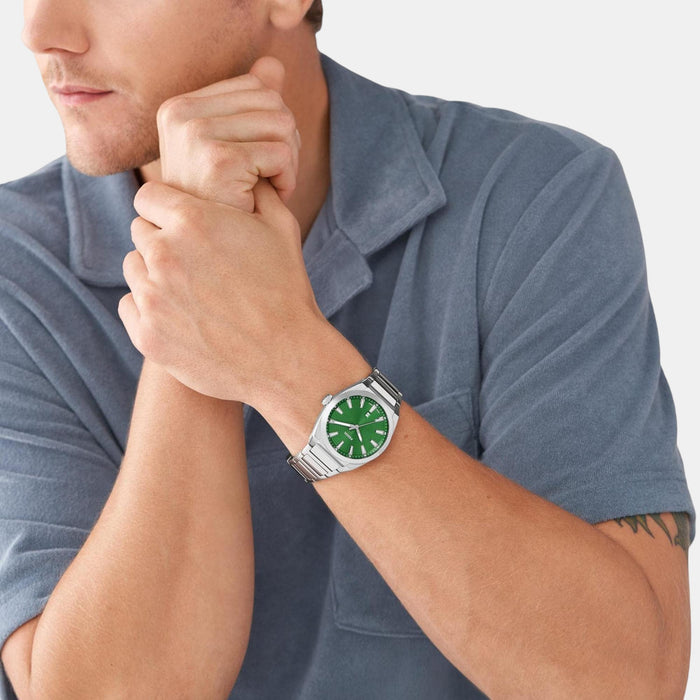 Everett Men Quartz Green Dial Analog Stainless Steel Watch FS5983