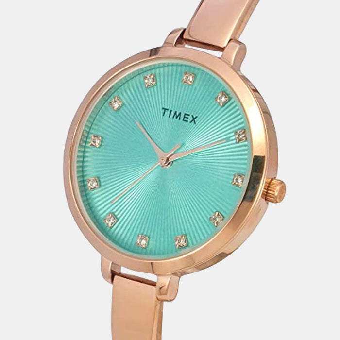Fashion Women Quartz Blue Dial Analog Brass Watch TWEL12822