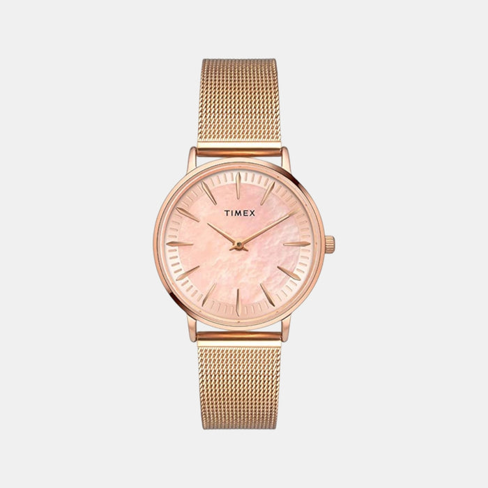 Fashion Women Quartz Mother Of Pearl Dial Analog Stainless Steel Watch TWEL15607