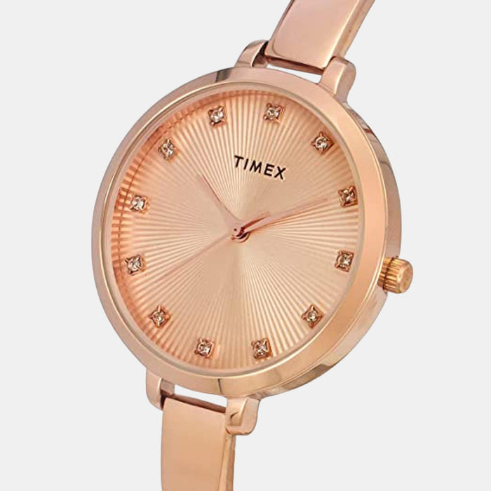 Fashion Women Quartz Rose Gold Dial Analog Brass Watch TWEL12821