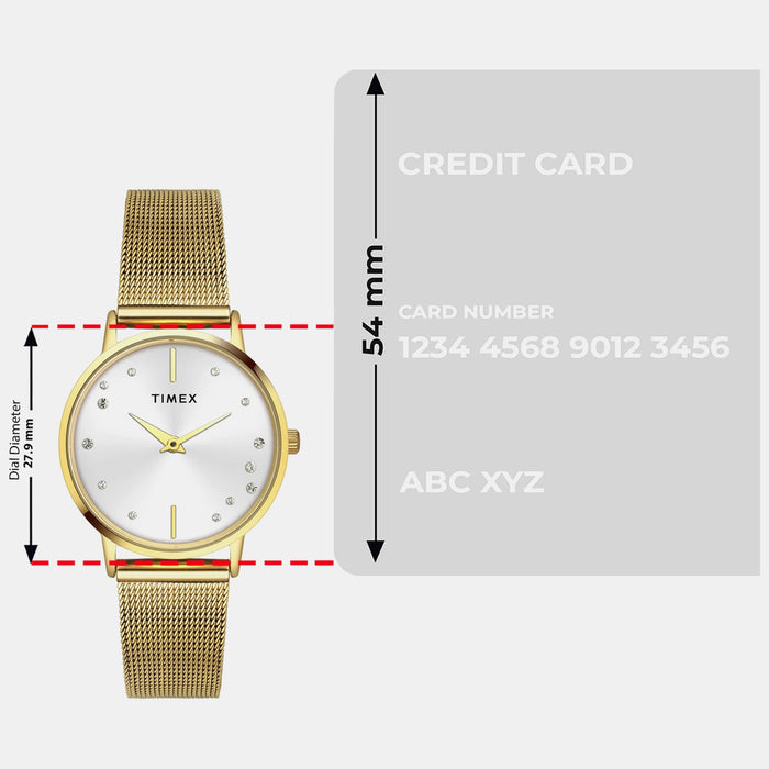 Fashion Women Quartz Silver Dial Analog Stainless Steel Watch TWEL15601